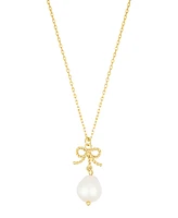 Adornia Gold Adjustable Freshwater Cultivated Pearl Bow Necklace