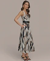 Donna Karan New York Women's Abstract-Print Square-Neck Midi Dress