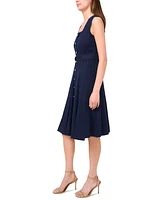 Msk Petite Square-Neck Button-Front Sleeveless Dress