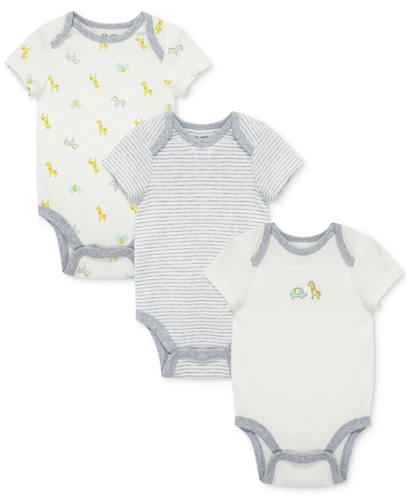 Little Me Baby Safari Short-Sleeve Cotton Bodysuits, Pack of 3