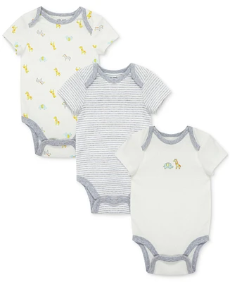 Little Me Baby Safari Short-Sleeve Cotton Bodysuits, Pack of 3