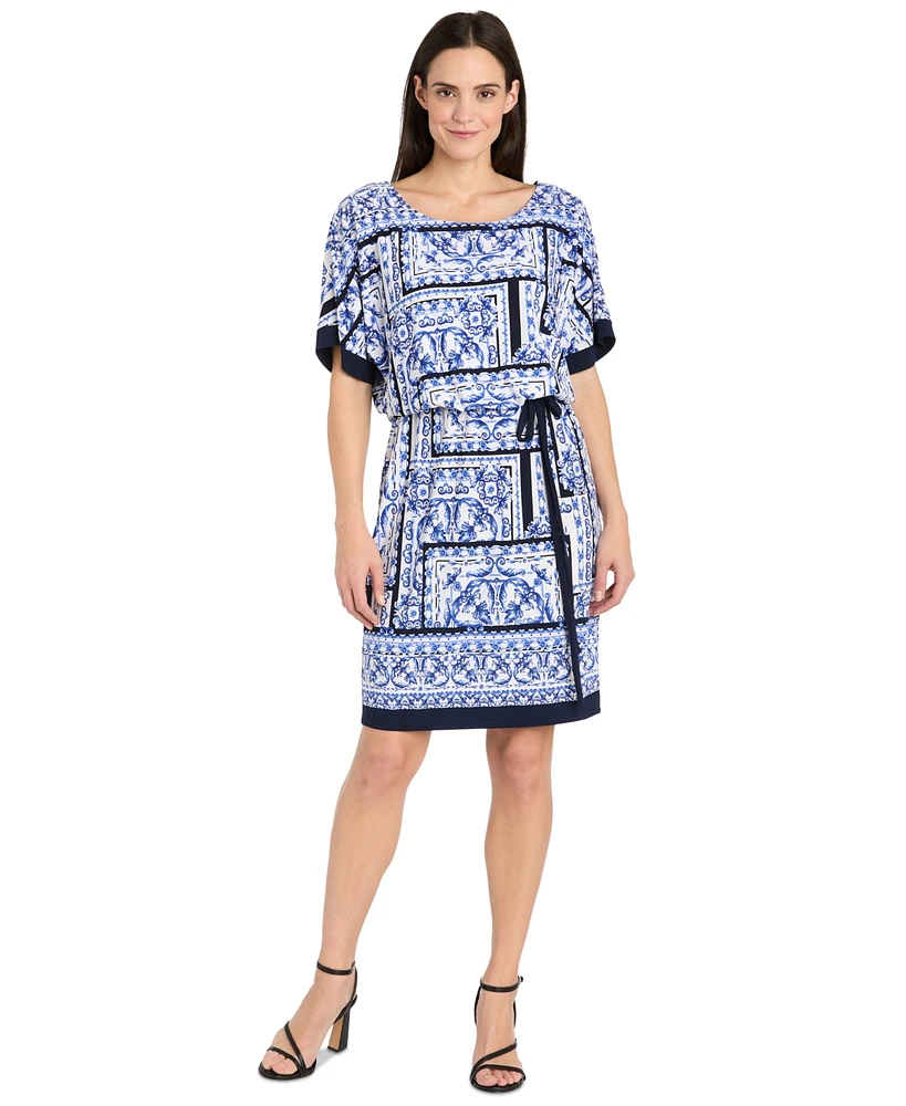 R & M Richards Plus Printed Blouson A-Line Dress