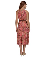 Tommy Hilfiger Petite Paisley-Print Belted Midi Dress
