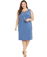 R & M Richards Plus 2-Pc. Printed Jacket Necklace Dress Set