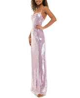 Alex & Sophia Juniors' Cross-Back Sequin Gown