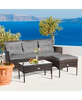 3 Pieces Patio Furniture Sectional Set with 5 Cozy Seat and Back Cushions