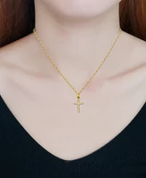 Giani Bernini Cubic Zirconia Cross Pendant Necklace, 16" + 2" extender, Exclusively at Macy's