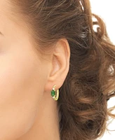 Green Spinel (1/4 ct. t.w.) & Lab-Grown White Sapphire (1/3 ct. t.w.) Small Hoop Earrings in 14k Gold-Plated Sterling Silver, 0.60"