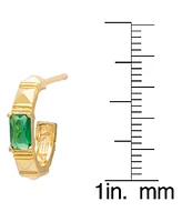 Green Spinel Textured Small Half Hoop Earrings (1/8 ct. t.w.) in 14k Gold over Sterling Silver, 0.55"