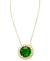 Green Spinel (1 ct. t.w.) & Lab-Grown White Sapphire (1-1/6 ct. t.w.) Halo 18" Pendant Necklace in 14k Gold over Sterling Silver