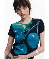 Desigual Women's Cherry Perkins collar T-shirt