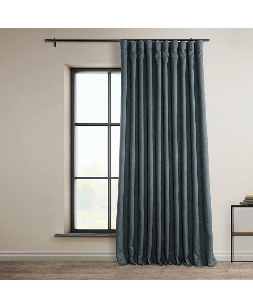 Half Price Drapes Reverie Blue Extra Wide Textured Faux Linen Room Darkening Curtain