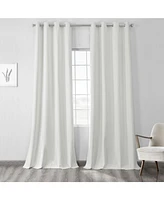Half Price Drapes Starlight Off White Grommet Thermal Cross Linen Weave Blackout Curtain