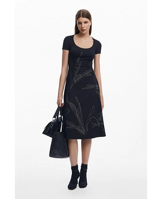 Desigual Women's Midi dress with floral silhouettes