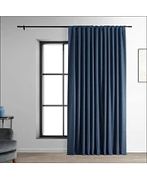 Half Price Drapes Dark Blue Extra Wide Performance Linen Hotel Blackout Curtain