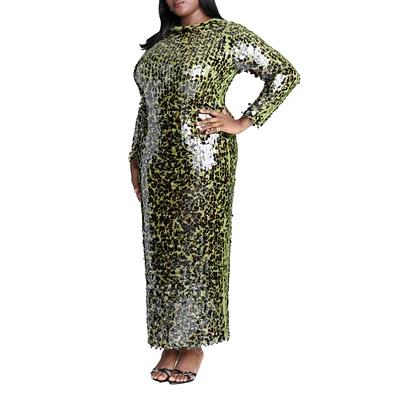 Eloquii Women's Plus Paillette Sequin Maxi Dress