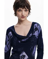 Desigual Women's Asymmetric collage blouse
