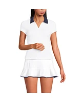 Lands' End Women's Long Short Sleeve Pique Johnny Collar Upf 50 Rash Guard