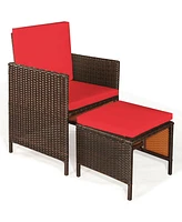 9 Pieces Patio Rattan Dining Cushioned Chairs Set