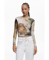 Desigual Women's High-neck horse T-shirt