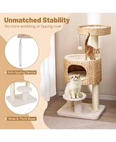 Modern Cat Tower with Top Perch, Cattail, & Fluff Condo Stylish & Cozy Cat Tree for Indoor Cats