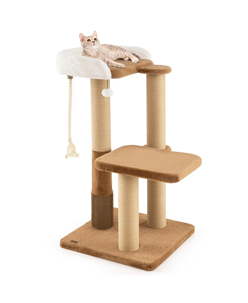 Modern Cat Tree for Indoor Cats with Plush Padded Perch & Dangling Ball Cozy & Fun Cat Tower