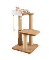 Modern Cat Tree for Indoor Cats with Plush Padded Perch & Dangling Ball Cozy & Fun Cat Tower