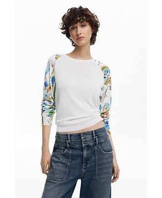 Desigual Women's Floral sleeve sweater
