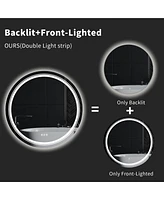 Luvodi 24" Round Shape Led Bathroom Mirror Anti-Fog Wall Mounted Backlit Vanity Mirror