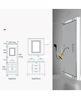 Luvodi 23.6 x 31.5 In Smart Led Lighted Bathroom Mirror with Bluetooth Speaker, Front-lit, Backlight