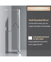 Luvodi 47 x 23 In Large Bluetooth Led Bathroom Mirror Smart Wall Vanity Mirror Anti-Fog