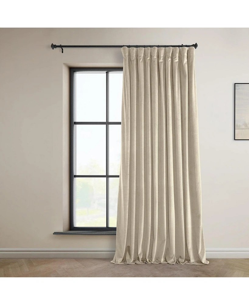 Half Price Drapes Angora Beige Extra Wide Signature Plush Velvet Hotel Blackout Curtain