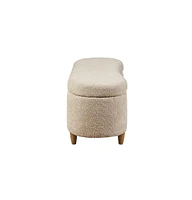 Flip Top Storage Bench in Taupe, Upholstered Storage Ottoman with Solid Wood Legs-The Pop Home