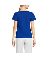 Lands' End Women's Slub Flutter Sleeve V-Neck T-Shirt