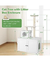 Cat Tree with Litter Box Enclosure & Cozy Condo Multi-Level Furniture for Climbing & Privacy