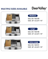 DeerValley 36" L x 22" W Apron Front Farmhouse Single Bowl Stainless Steel Workstation Kitchen Sink with Accessories