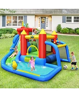 Inflatable Bounce House with Water Slide & Splash Pool Fun Outdoor Playset