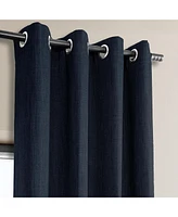 Half Price Drapes Nightfall Navy Grommet Textured Faux Linen Room Darkening Curtain