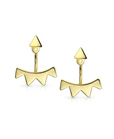 Bling Jewelry Geometric Triangle Fringe Earring Jacket 14K Gold Plated Sterling Silver