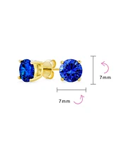 Bling Jewelry 1-2 Ct Round Cz Stud Earrings Pink, Red, Blue, Brown, Green, 14K Gold/Silver