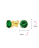 Bling Jewelry 1-2 Ct Round Cz Stud Earrings Pink, Red, Blue, Brown, Green, 14K Gold/Silver