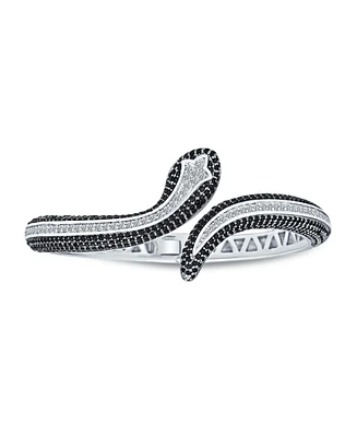 Bling Jewelry Exotic Serpent Bangle Bracelet with Cubic Zirconia Rhodium Plated Finish