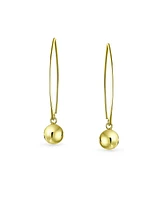 Bling Jewelry Minimalist Geometric Dangle Earrings 14K Gold Plated Sterling Silver 8MM Bead