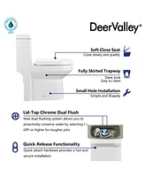 DeerValley Compact Toilet, Modern One-Piece Round Toilet with Dual Flush, Easy Cleaning Fully Skirted Design(Seat Included)