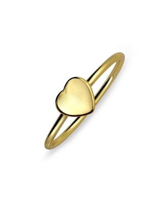 Bling Jewelry Tiny Minimalist Silver Ring with Heart Shape Initial Monogram Gold Plated Sterling