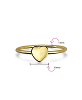 Bling Jewelry Tiny Minimalist Silver Ring with Heart Shape Initial Monogram Gold Plated Sterling