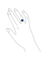 Bling Jewelry Classic Traditional 5CTW Royal Blue Cz Crown Halo Oval Cubic Zirconia Side Stones Promise Ring Silver Plated