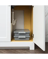 Iris Usa 6 Qt. Plastic Storage Bins with Lids, 2 Pack, Flat Storage Container, Secure Latches, Stackable, Gray