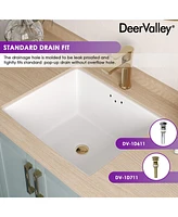 DeerValley Ursa 16" X 14" Rectangular Vitreous China Undermount Bathroom Sink with Overflow