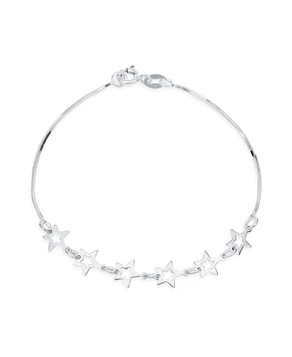 Bling Jewelry Dainty Celestial Chain Link Bracelet with Stars Sterling Silver 7-7.5 Inch